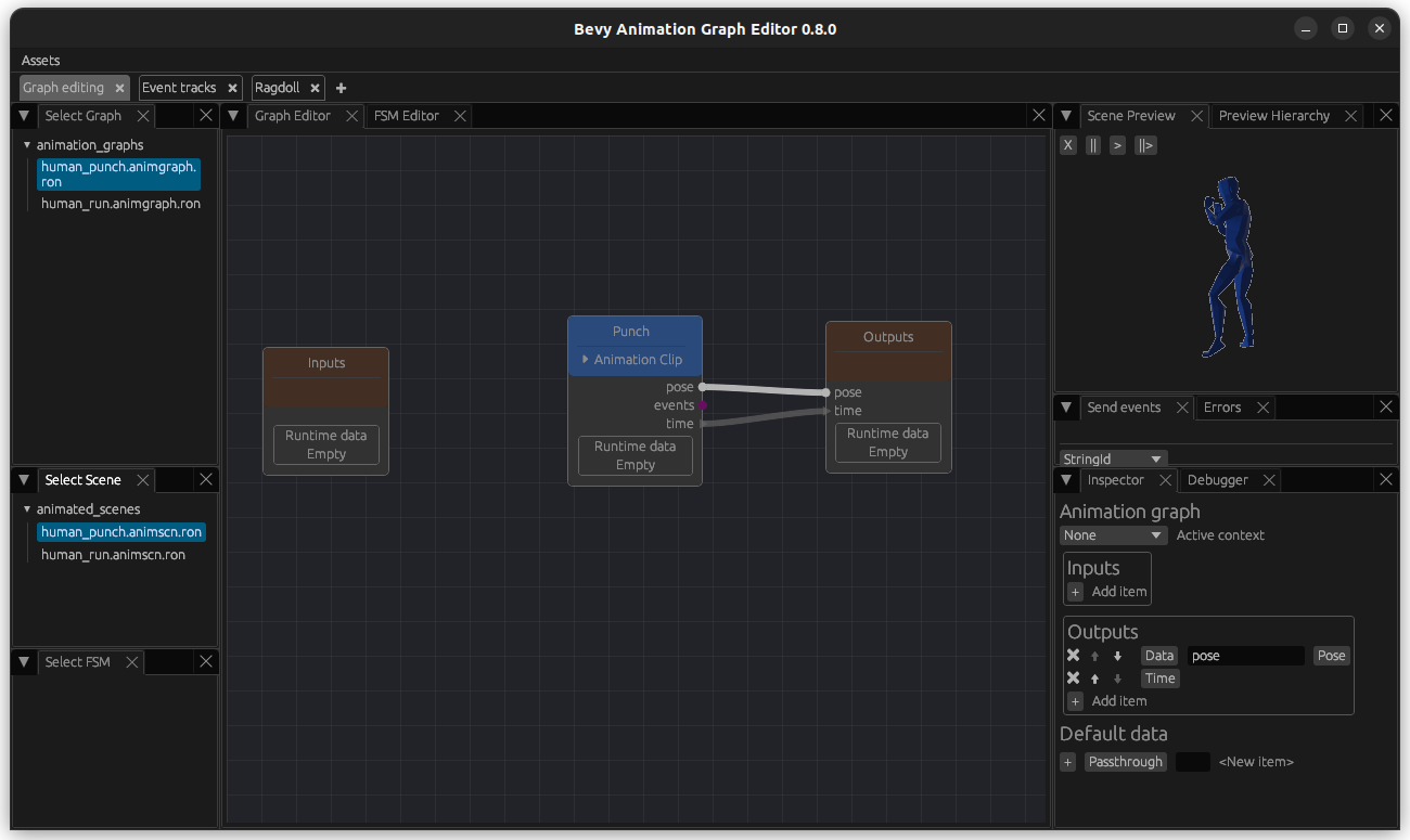 Punch animation graph and scene