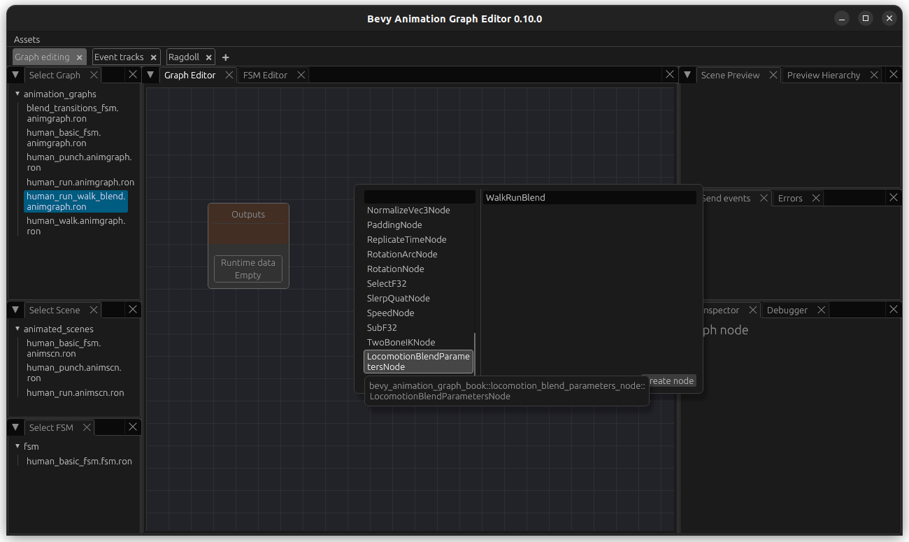 Create locomotion node