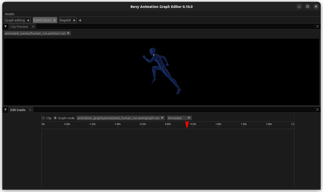Select run graph node in events tab